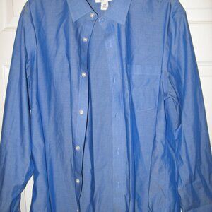 Amazon Essentials Button Front Oxford Dress Shirt Men's 16 1/2 34/35 Slim Blue